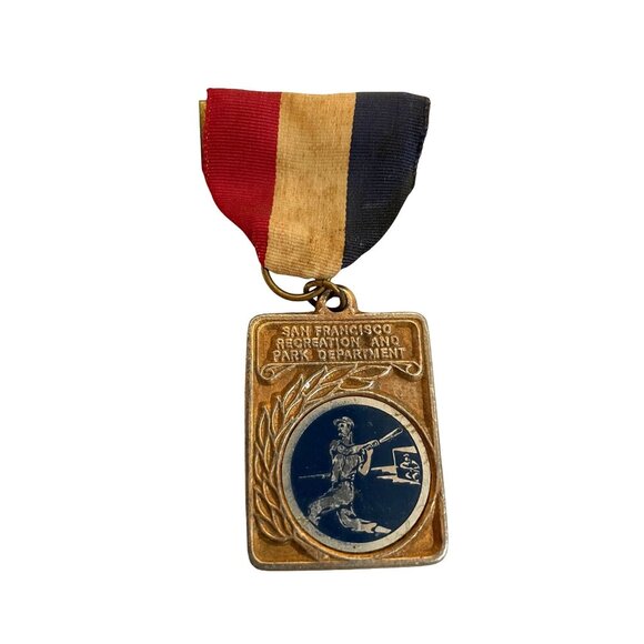 Vintage San Francisco Recreation Park Department Baseball Medal With Ribbon 3" x - Picture 1 of 3